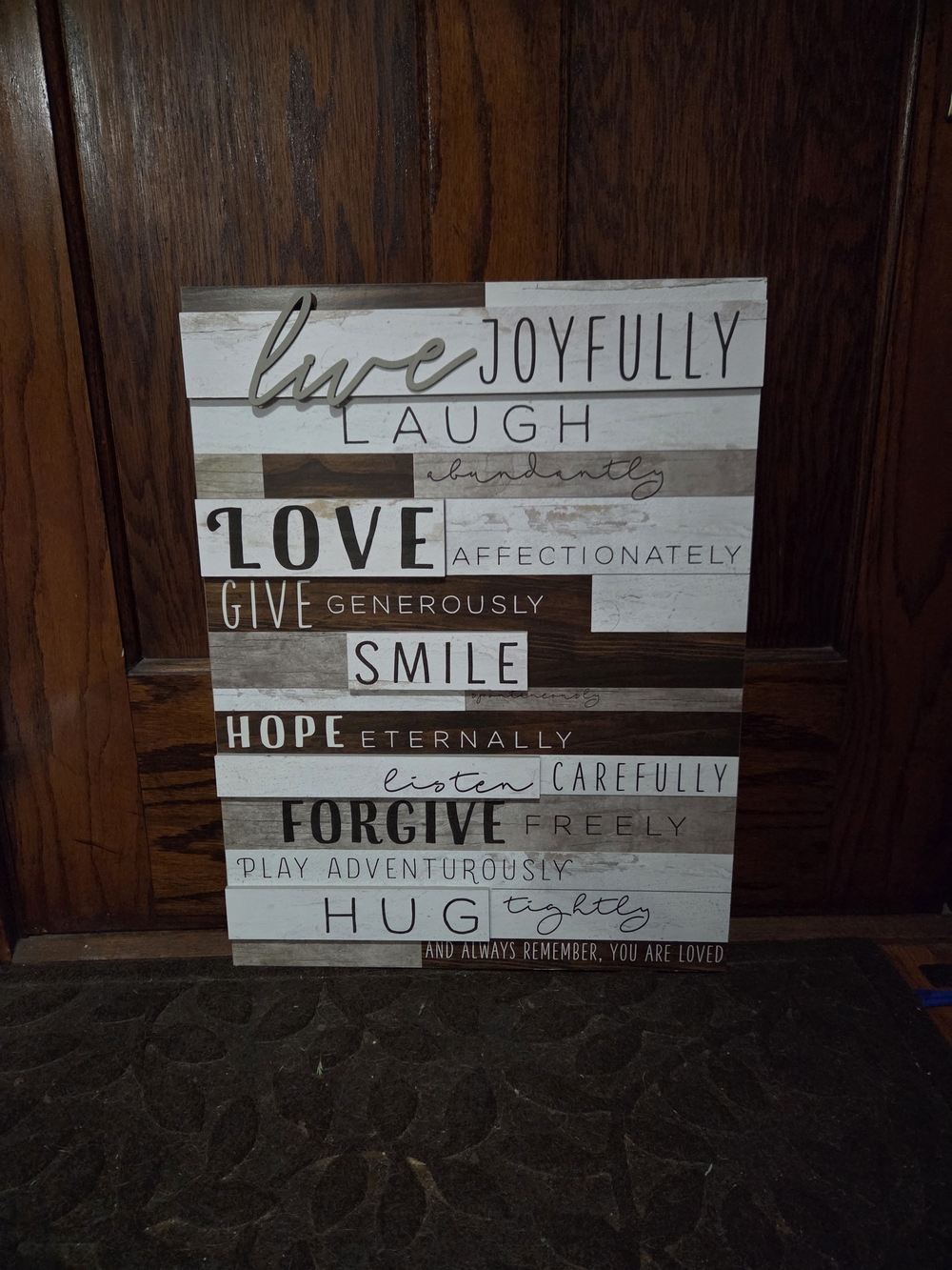 Live Joyfully Wall Sign - Neutral Wood Tone
